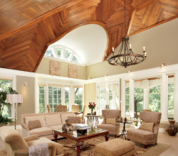 Marvin – Interior Living Room featuring Ultimate Swinging French Door and Round Top in Painted White with Antique Brass hardware