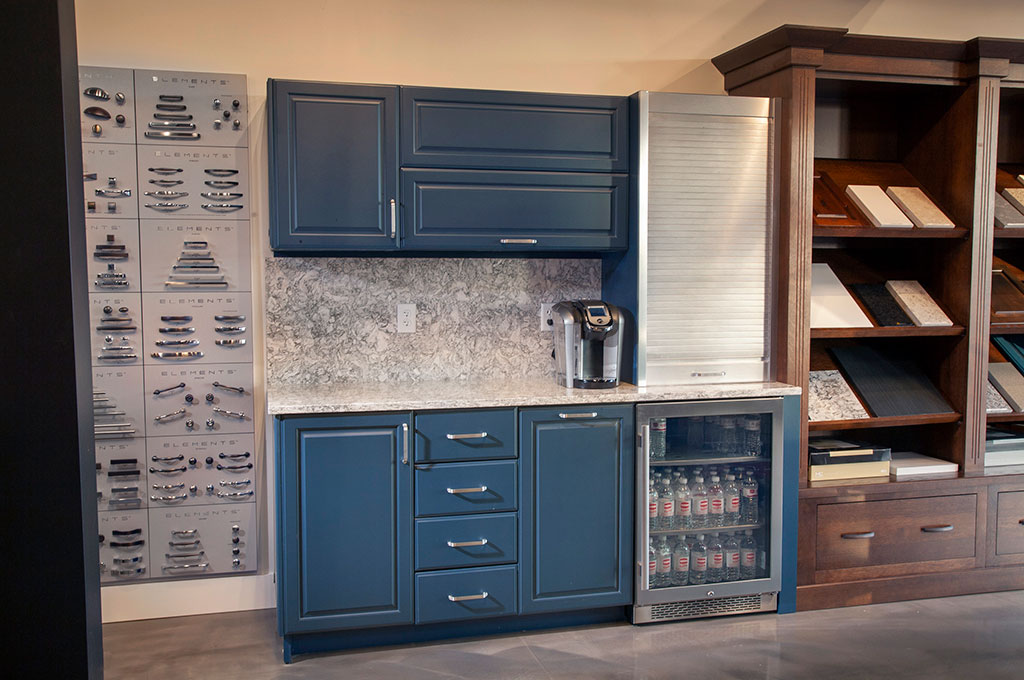 Showroom Tour – Blue painted cabinetry
